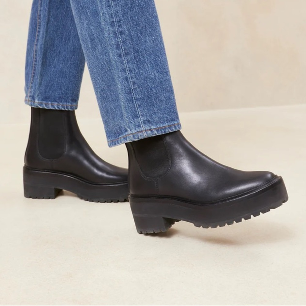 Loeffler Randall Reggie black leather chelsea boots